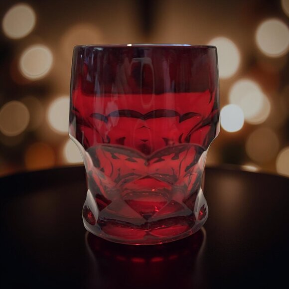 Set of 3 Viking Georgian Ruby Old Fashioned Whiskey Tumblers – 2.75" Vintage Red - Picture 2 of 4
